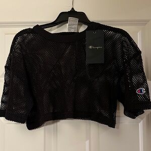 Champion Women's Black Mesh Jersey Crop Top